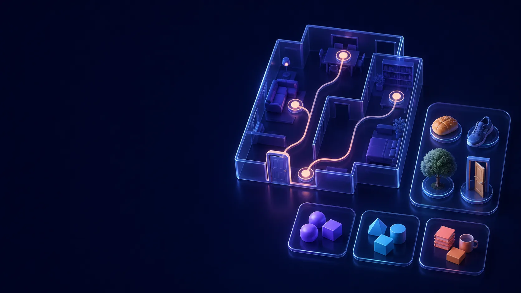Mnemonic guide illustration with a memory palace route, peg images, and grouped visual chunks.